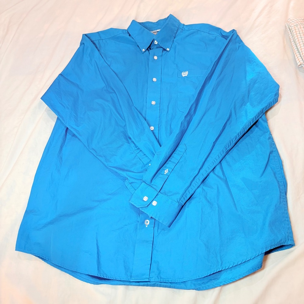 Lot of 3 Cinch Long Sleeve Western Button Down Shirts Blue Plaid Turquoise Sz M - Picture 5 of 8